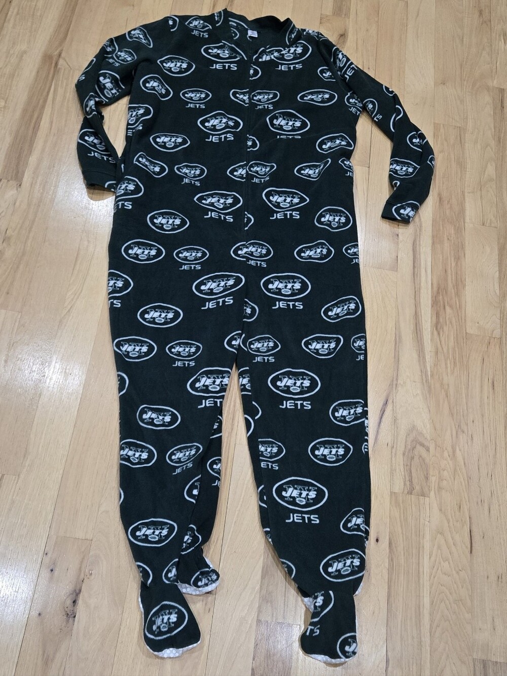 Adult NFL JETS Logo Footed One-Piece Pajamas